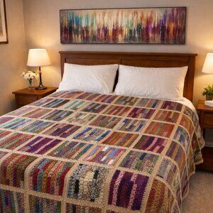 Handmade Crocheted Patchwork Throw Blanket